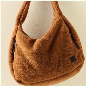 NWT Free People Movement Coco Teddy Brown Cozy Carryall Sherpa Purse